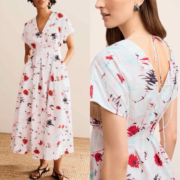 M.M. LAFLEUR The Jelina Summer Friday Dress Printed Voile Size Medium - Picture 7 of 10